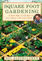 Photo of book cover Square Foot Gardening, depicts an aerial view of small gardens in a grid format.