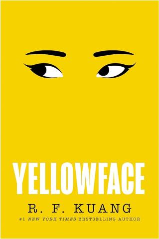 yellow cover with two eyes and a pair of eyebrows