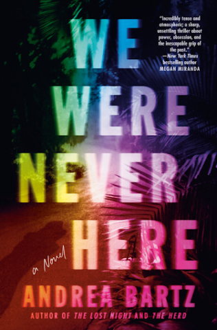 The title of the book is splayed over a dark back drop with the words written in a vibrant rainbow hue