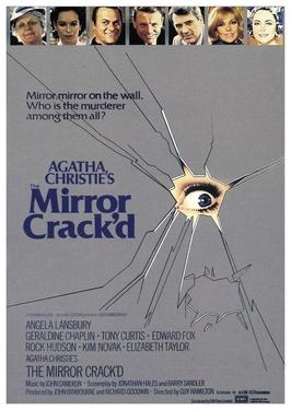 The movie poster is all gray, with a crack in the right center.  There is an eye peering out from the crack. 