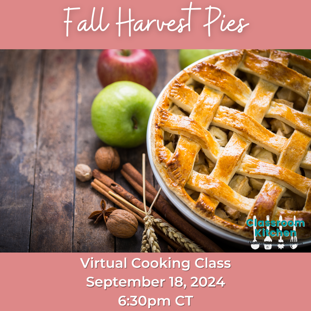 Apple pie with lattice pie crust in pie pan on a wooden table