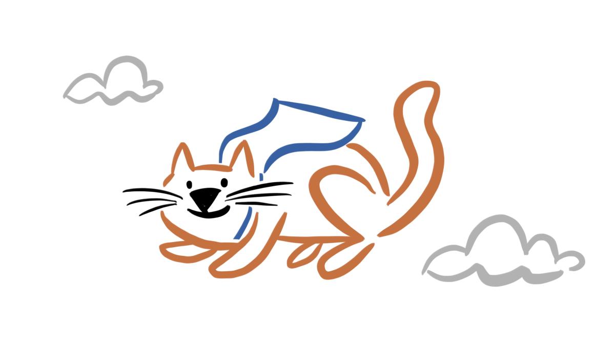 drawing of a cat wearing a cape